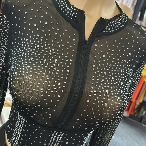 Rhinestone two piece mesh pants set - Picture 4 of 4